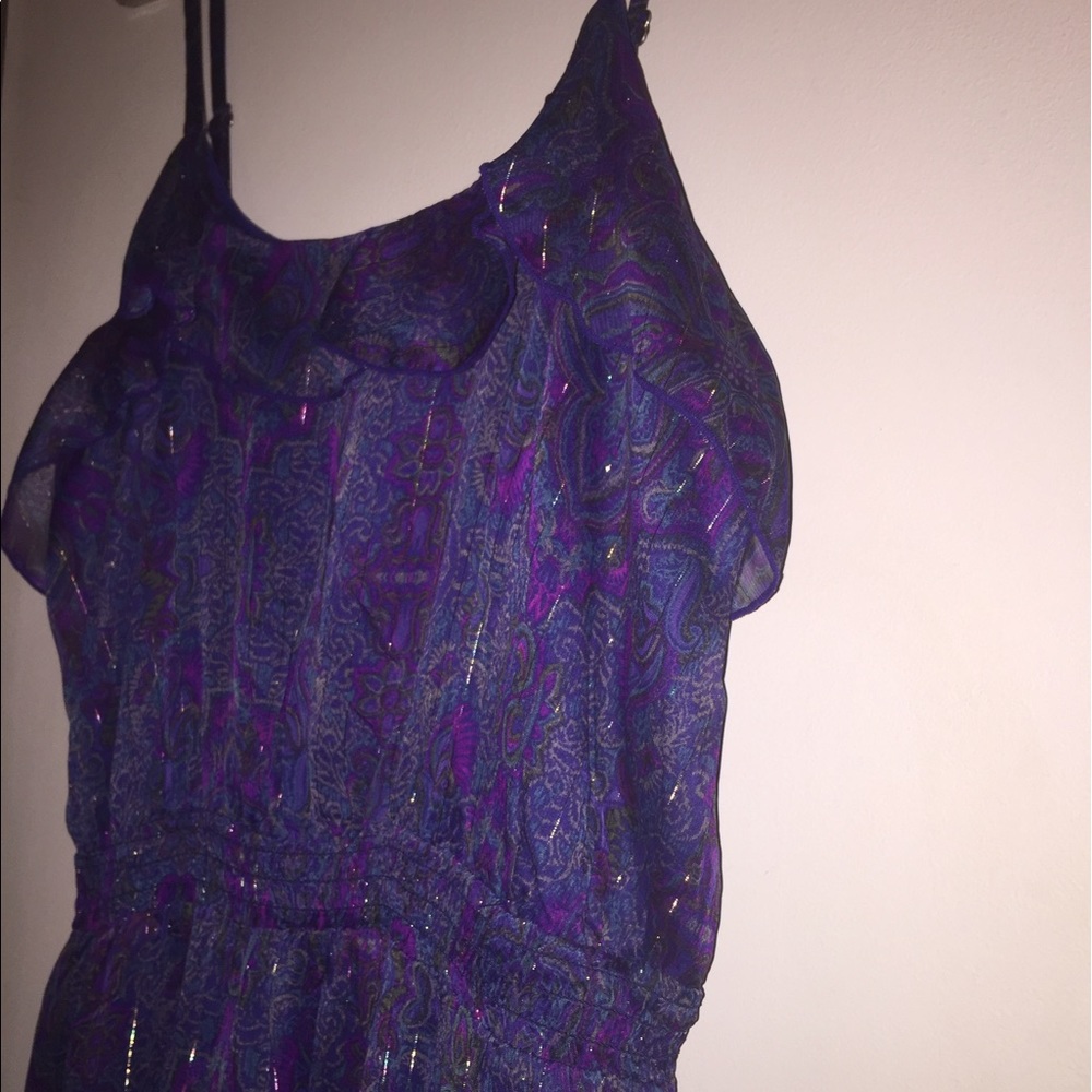 Express Purple with Gold Threading Maxi Dress