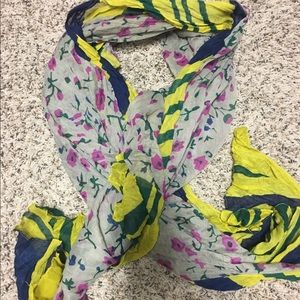 Floral and Striped Scarf