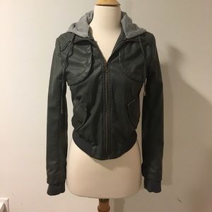 Faux Leather Jacket - Dark Grey