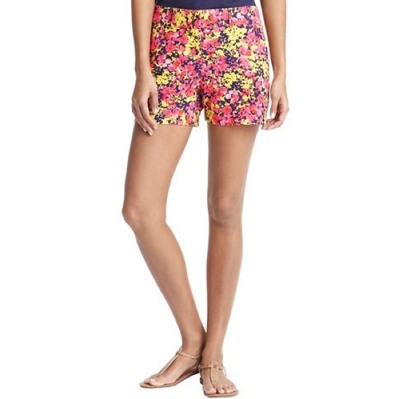 LOFT Pink Yellow Prism Floral Print Shorts - Picture 2 of 8