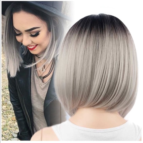 Ombre Black Gray Wig main image 5