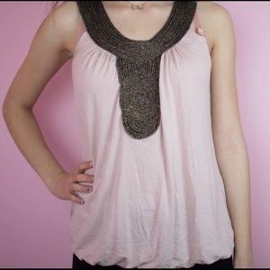 Blush pink tank top with gold detailing (Soprano)