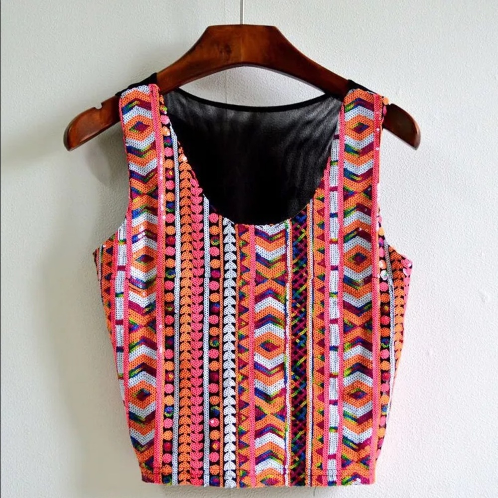 New sequin multi color crop top - Picture 1 of 1