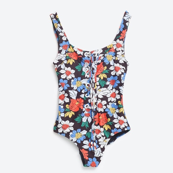 Zara Other - SOLD - Floral Lace-Up One Piece Swimsuit