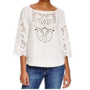 BRAND NEW! Joie Ivory Linen Cut Out Blouse