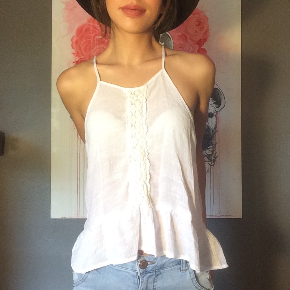 White embroidered tank top