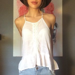 White embroidered tank top