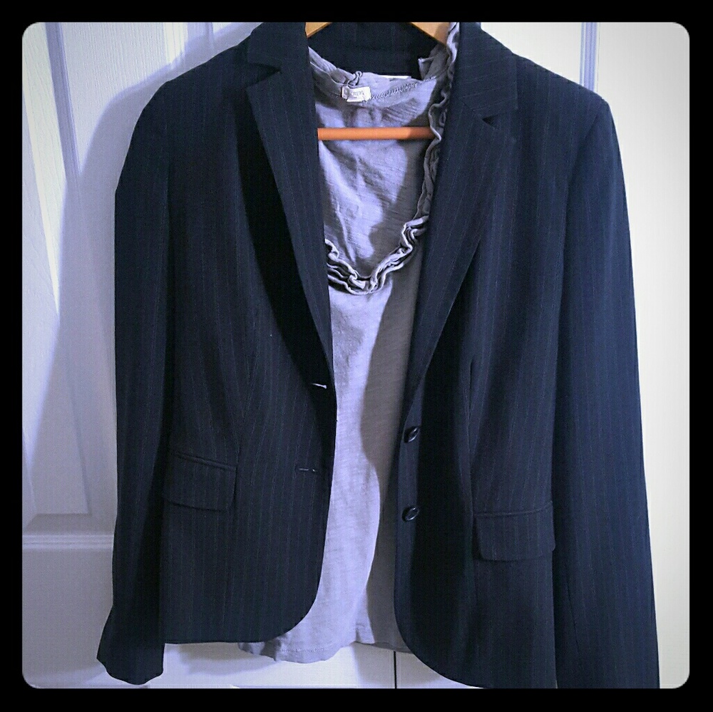 J. Crew ruffled gray scoop neck shirt