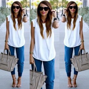 ☀️JUST IN☀️ Summer White Chiffon Cap Sleeve Blouse