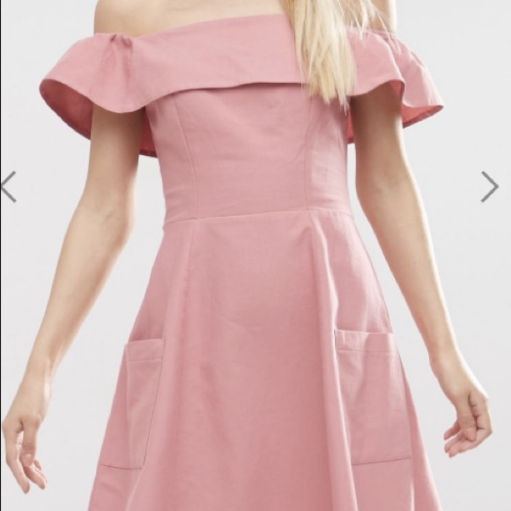 ASOS off the shoulder pink dress with tags