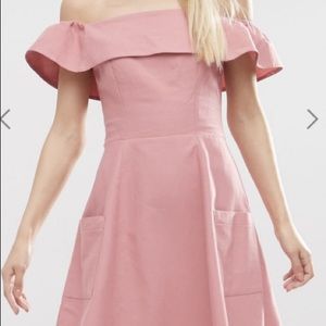 ASOS off the shoulder pink dress with tags