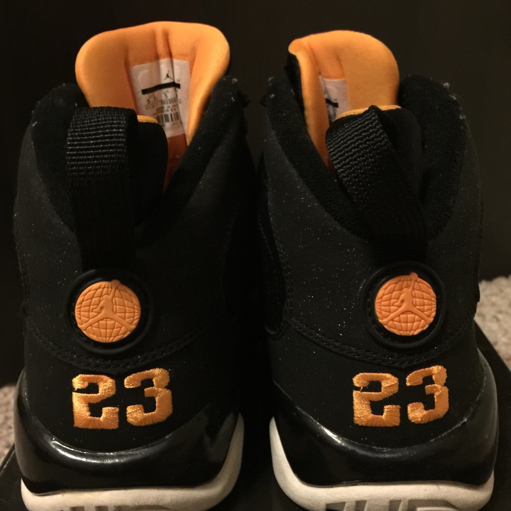 Black with Orange Retro Air Jordan 9's