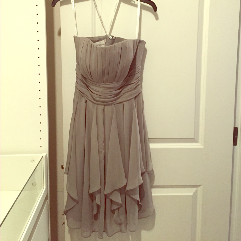 Like New, grey strapless special occasion dress