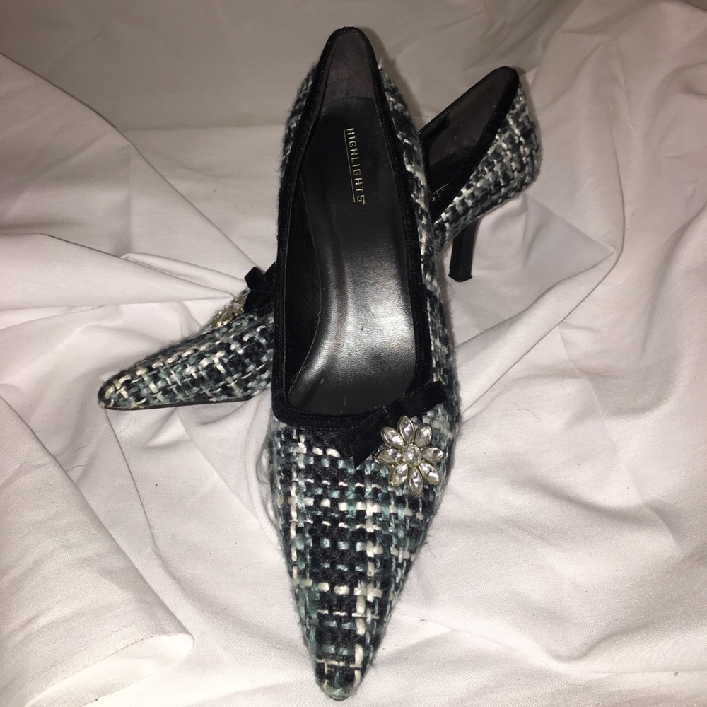 HIGHLIGHT 7.5 " Boucle" material heels.