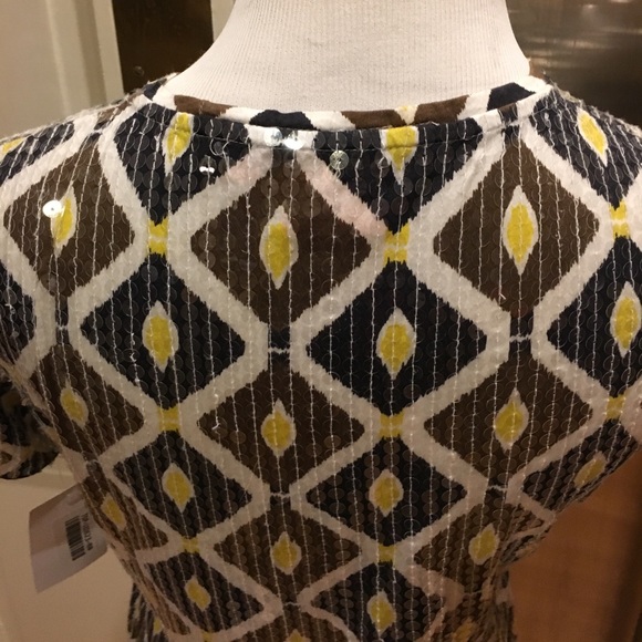 NWT Tory Burch Short Sleeve Patterned Sequin Top - Picture 4 of 4