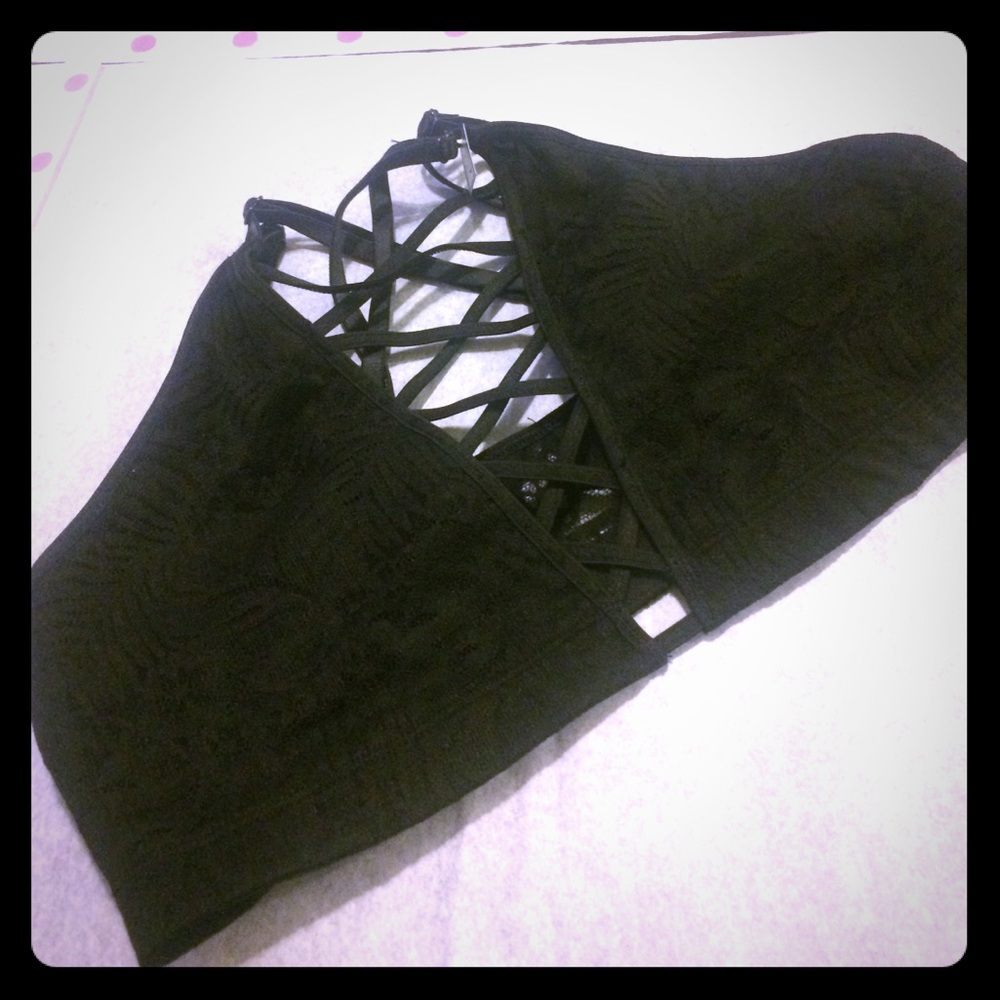 NWT PINK lace up front bralette
