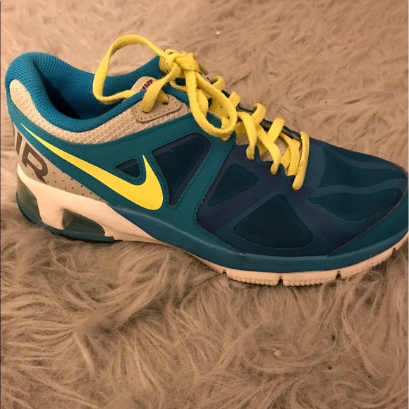 Blue and neon yellow Max Air Nikes - Picture 2 of 3