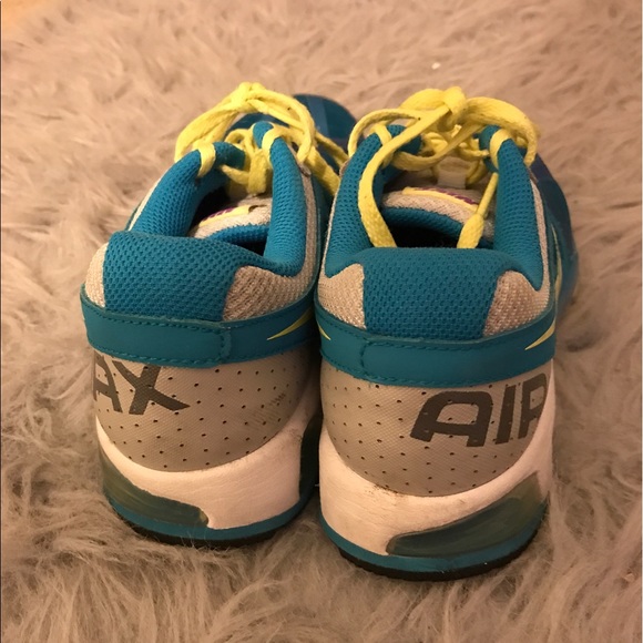 Blue and neon yellow Max Air Nikes - Picture 3 of 3