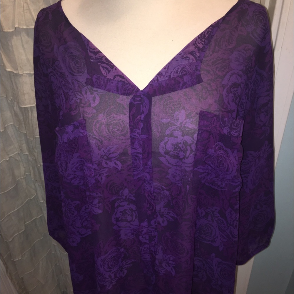 TORRID Floral Purple Blouse