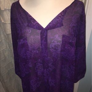 TORRID Floral Purple Blouse