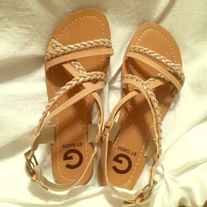 G by Guess glitter braided brown strappy sandals