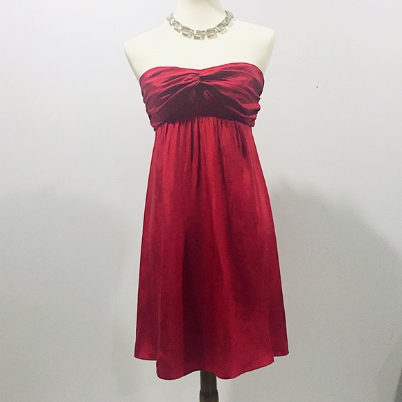 The Limited Red Silk Strapless Dress Size 4 - Picture 2 of 5