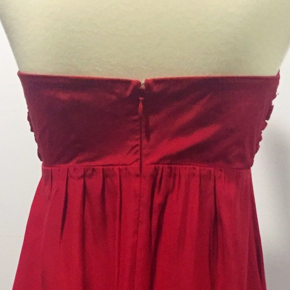 The Limited Red Silk Strapless Dress Size 4 - Picture 3 of 5