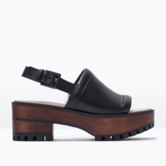 Zara Shoes - Zara - Platform leather and wood sandals