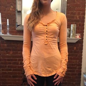 Free People Crochet Cuff Henley