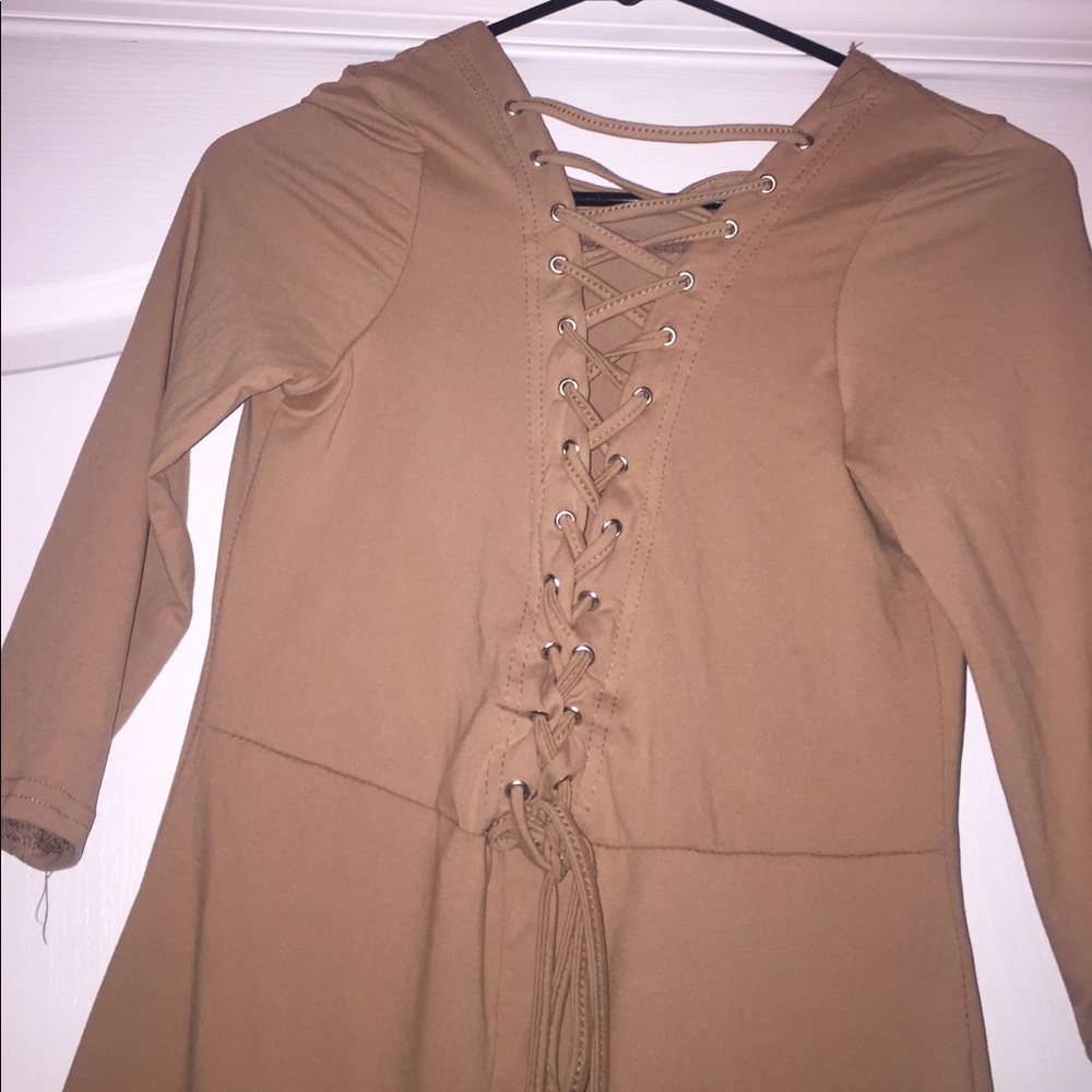 SALE !!Sexy nude lace up dress