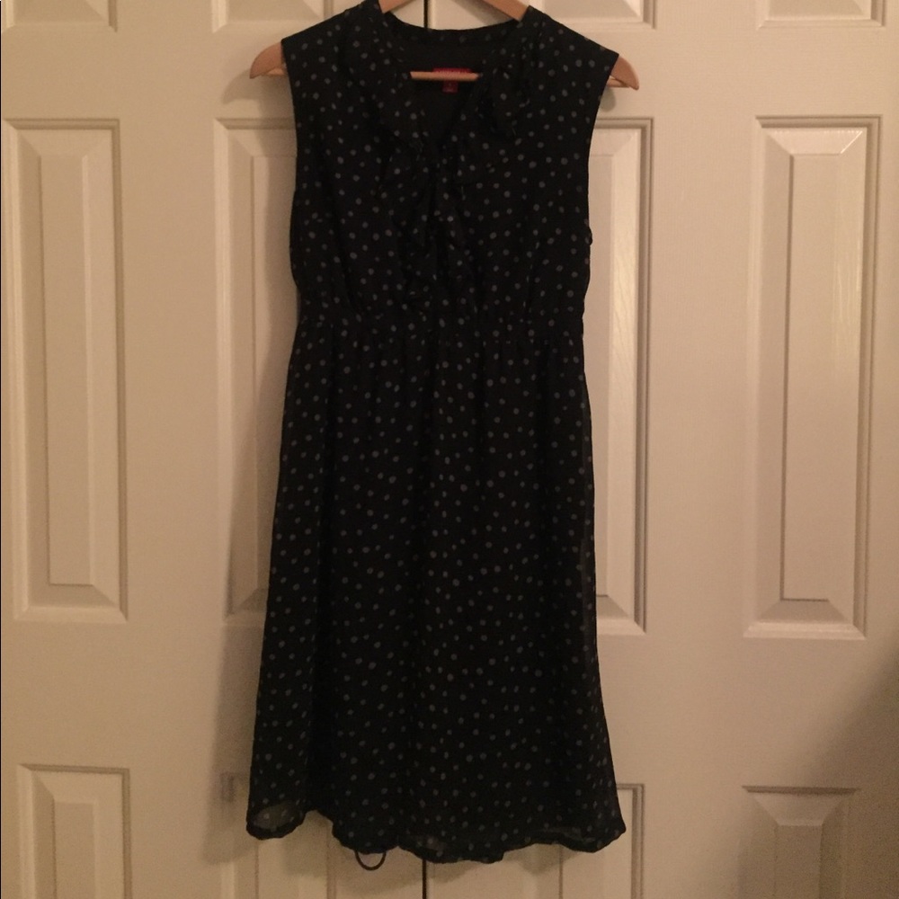 Black with gray polka dot ruffle dress