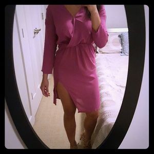 Thigh high slit v-neck cut dress