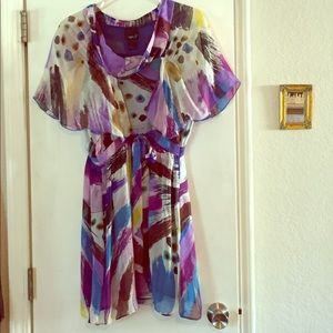Anthropologie Aryn K Silk Watercolor Print Dress