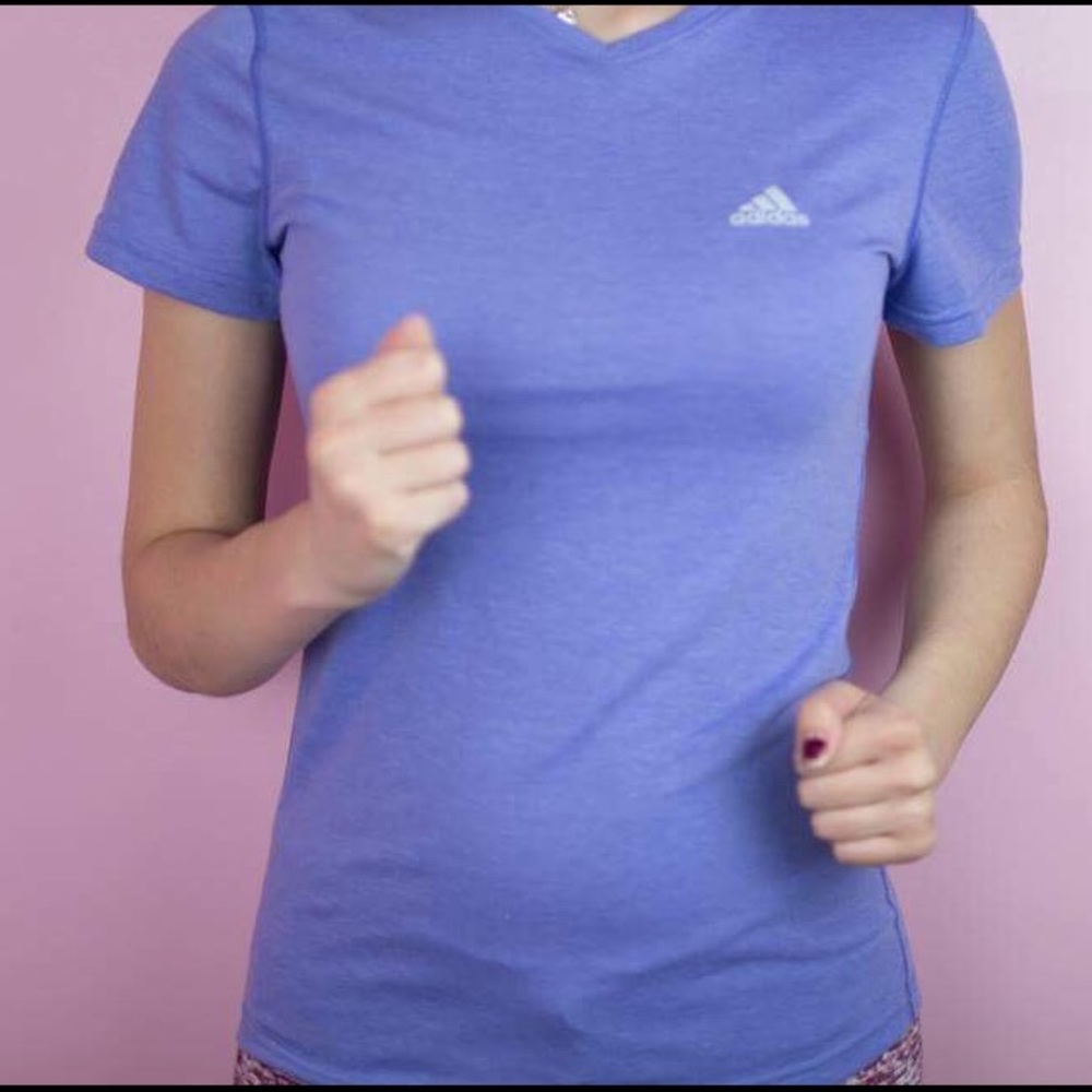 Purple workout v-neck tee from Adidas Size small.