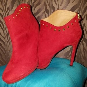 Mossimo Fire Red Suede Ankle Booties