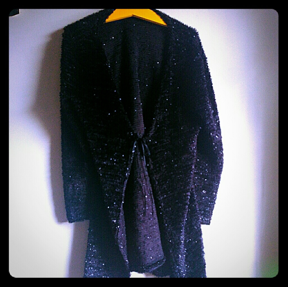 Bettie Page glitter sweater coat EUC