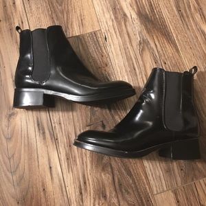 ZARA black patent Chelsea boots