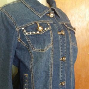 Jewel Studded Jean Jacket NWOT sz L