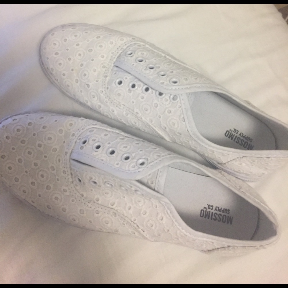 White crochet Target slip ons