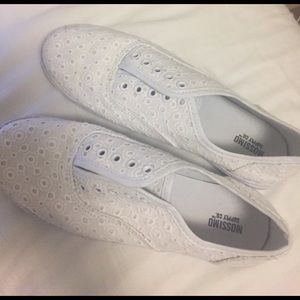 White crochet Target slip ons
