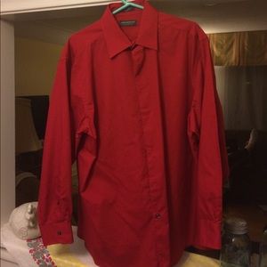 Men's red, long sleeved dress shirt
