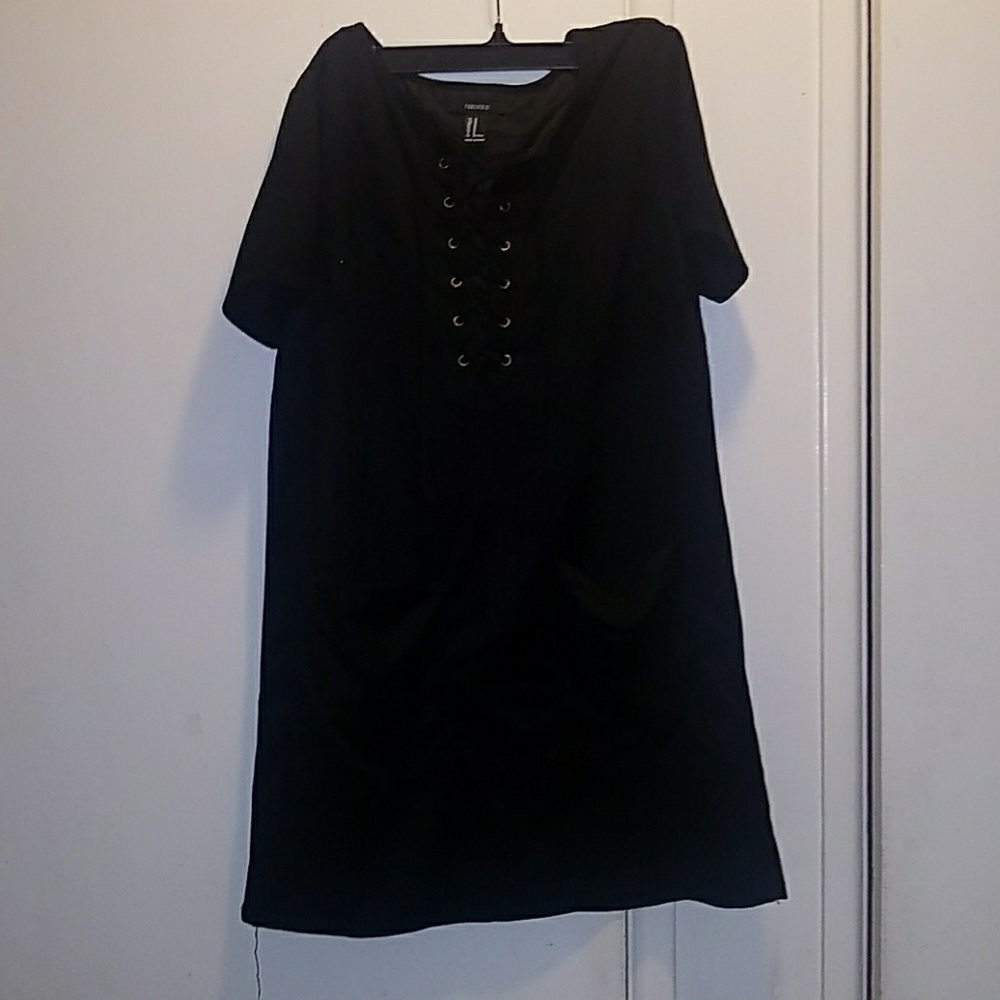Black suede t-dress