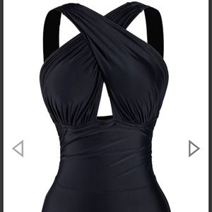 Black one piece bathing suit