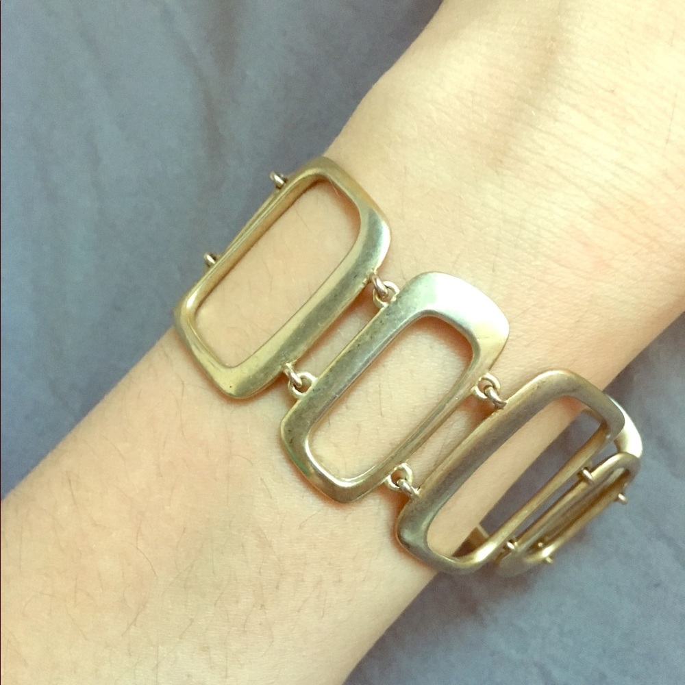 Gold Linked Rectangle Bracelet