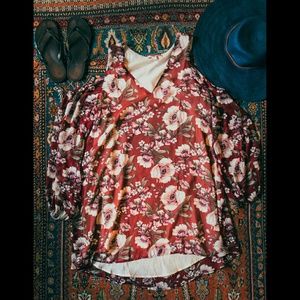 Forever 21 cold shoulder floral-print dress