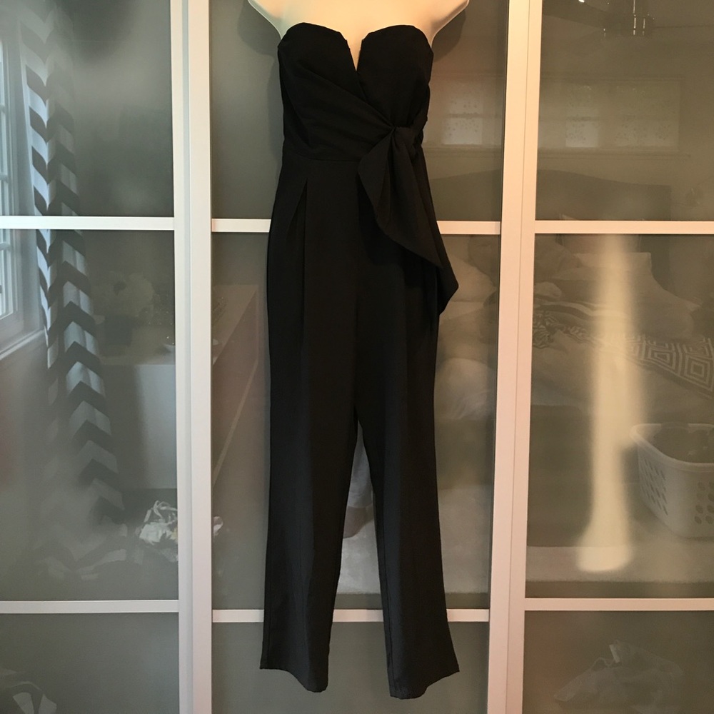Black strapless pant romper
