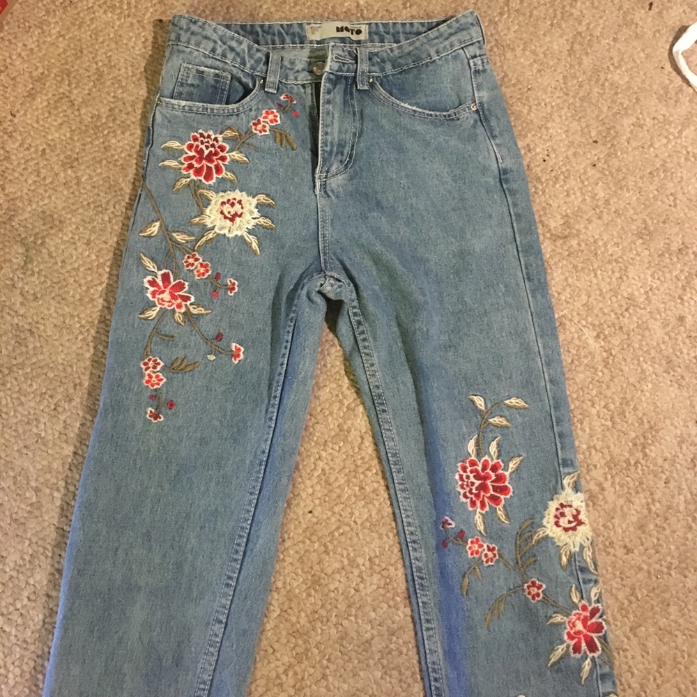 Topshop flowered jeans