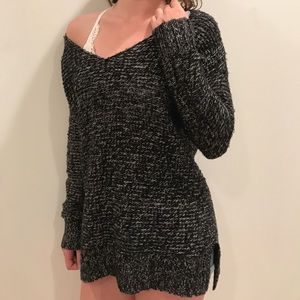 Long Gray Knit Sweater