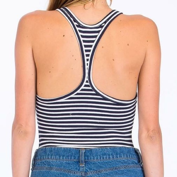 Grey and White Striped Bodysuit - Picture 3 of 8