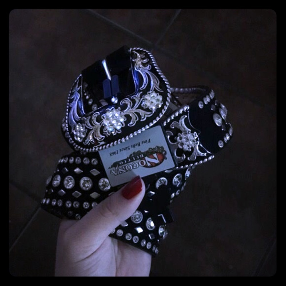 Black Country belt with rhinestones